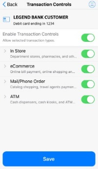 Card Control-Transaction type
