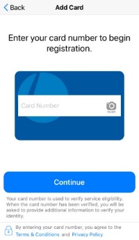 Enter your card number and hit continue.