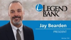 Jay Bearden, President
Photo and Legend Bank logo