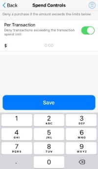 Set spend limit amounts in Card Control