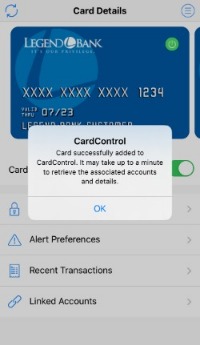 Card successfully added to card control.