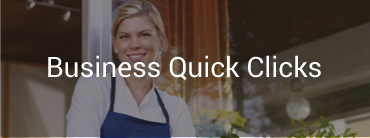 Image of a female business owner at her door and image reads "Business Quick Clicks"